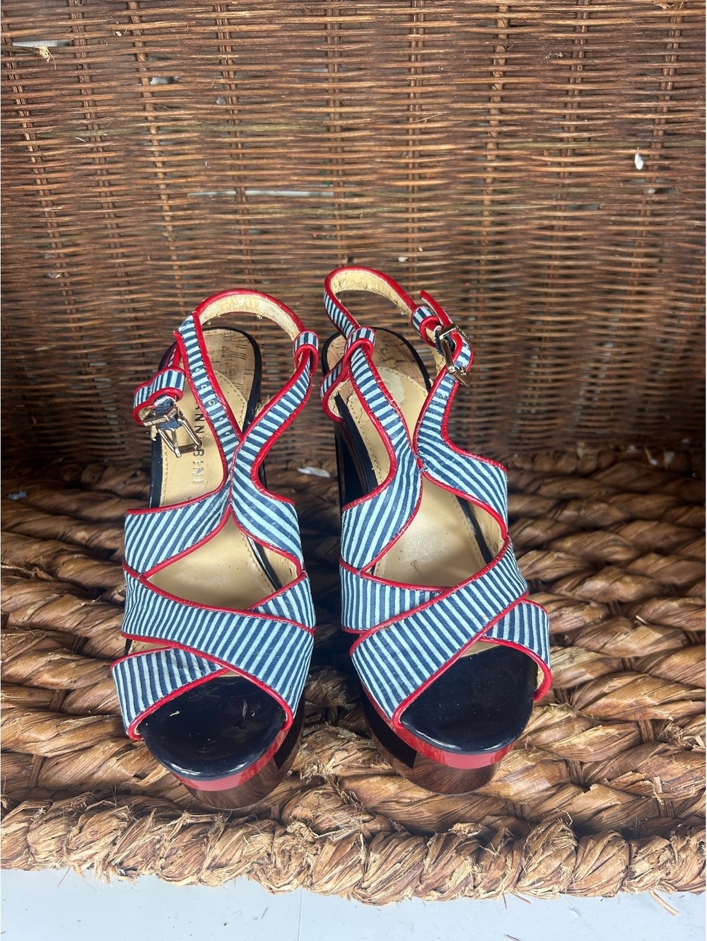 Giani Striped platform high heel sandals